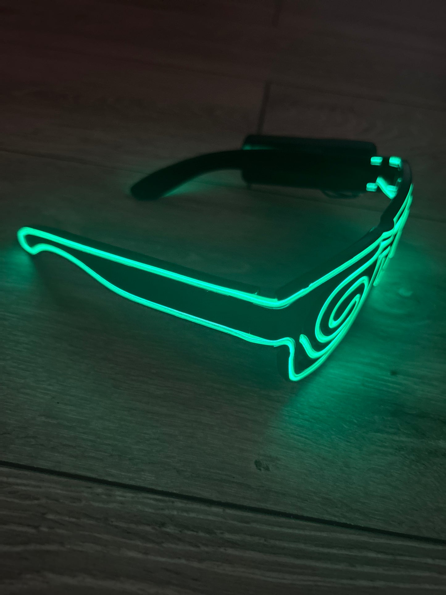 LED Spiral Green Neon Glasses
