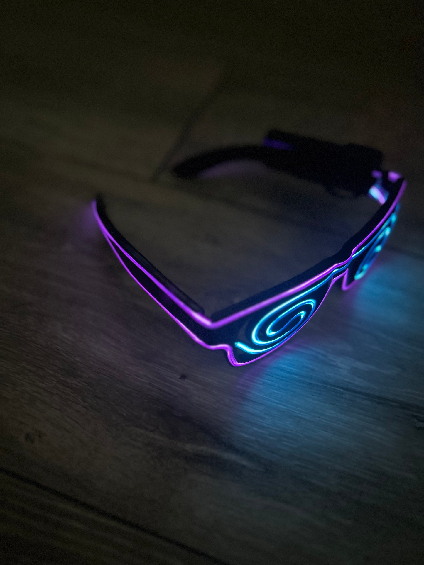 LED Spiral Neon Purple & Blue Glasses