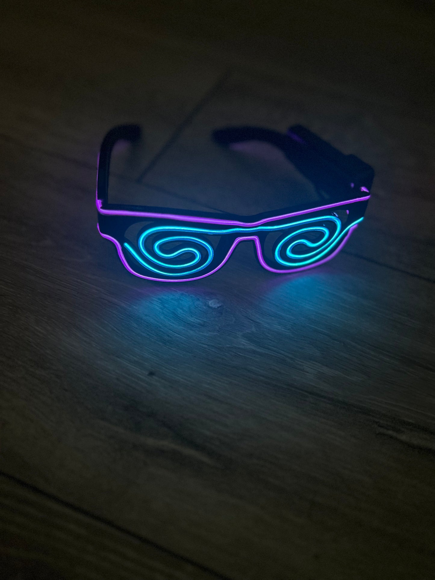 LED Spiral Neon Purple & Blue Glasses