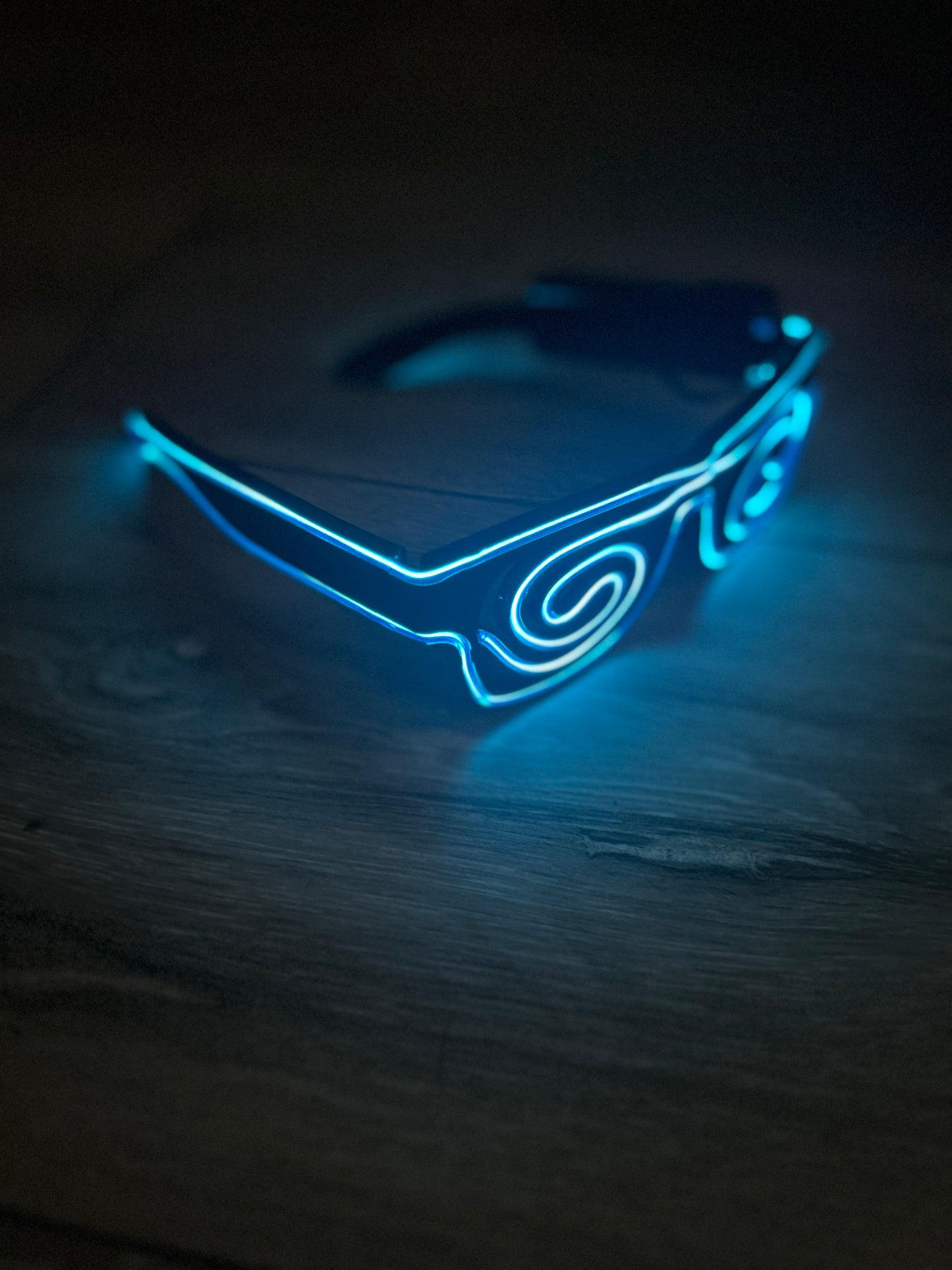 LED Spiral Neon Blue Glasses