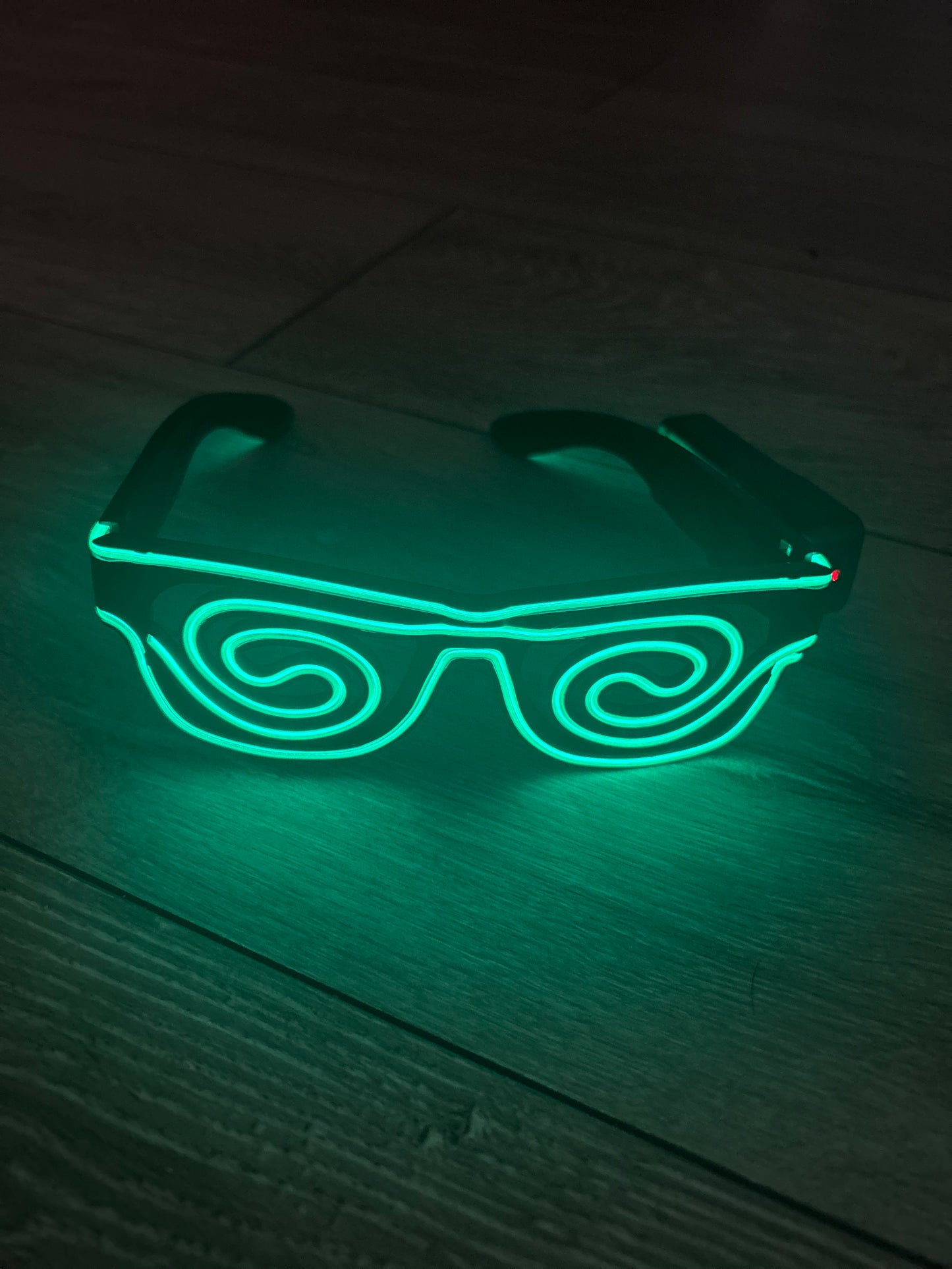 LED Spiral Green Neon Glasses