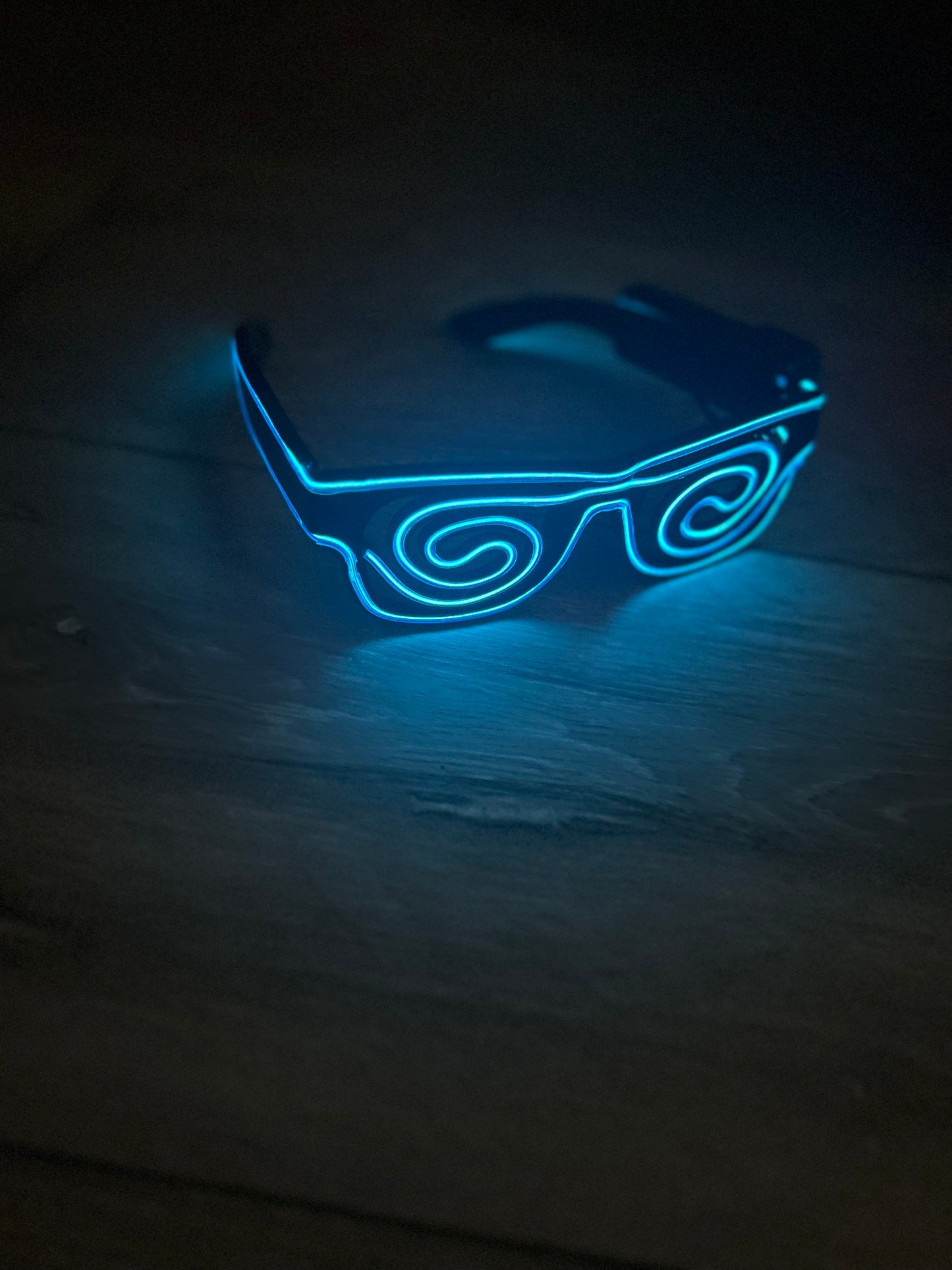 LED Spiral Neon Blue Glasses